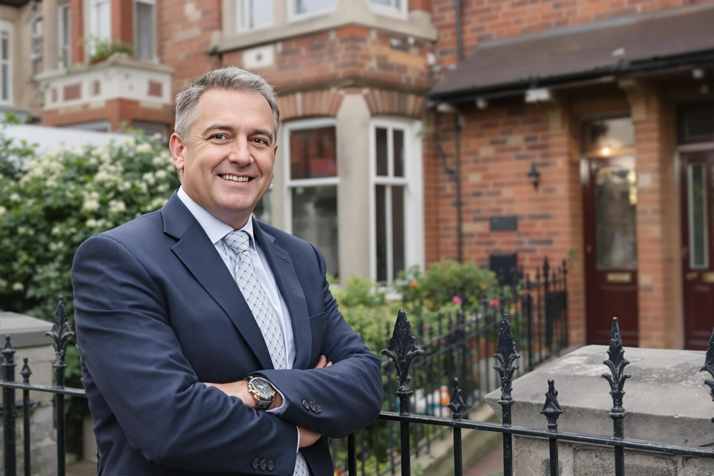 agent standing outside victorian house